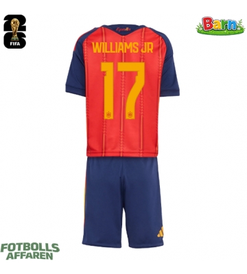Spanien Nico Williams #17 Hemmaställ Barn VM 2026 Kortärmad (+ Korta byxor)